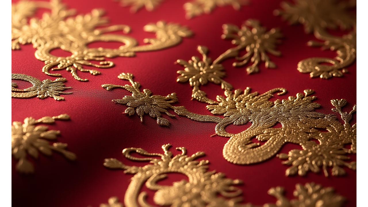 섬세한 금사 자수 디테일이 돋보이는 한복 장식